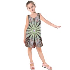 Fractal Floral Fantasy Flower Kids  Sleeveless Dress by Wegoenart