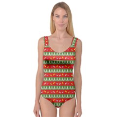 Christmas Papers Red And Green Princess Tank Leotard 