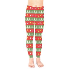 Christmas Papers Red And Green Kids  Legging by Wegoenart