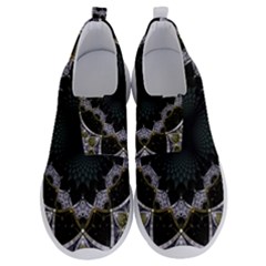 Fractal Aqua Silver Pattern No Lace Lightweight Shoes by Wegoenart