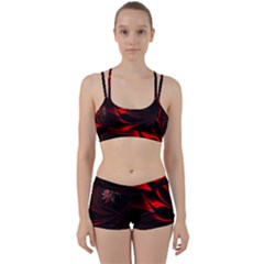 Abstract Curve Dark Flame Pattern Perfect Fit Gym Set by Wegoenart