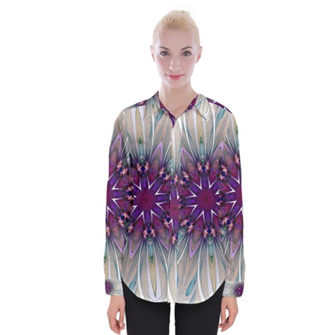 Mandala Kaleidoscope Ornament Womens Long Sleeve Shirt by Wegoenart