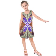 Fractal Splits Silver Gold Kids  Sleeveless Dress by Wegoenart