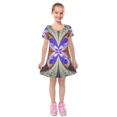 Fractal Splits Silver Gold Kids  Short Sleeve Velvet Dress by Wegoenart