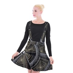 Fractal Circle Circular Geometry Suspender Skater Skirt by Wegoenart