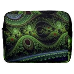 Fractal Green Gears Fantasy Make Up Pouch (large)