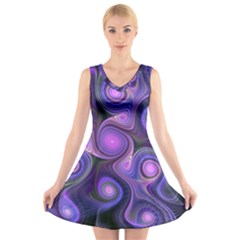 Abstract Pattern Fractal Wallpaper V-neck Sleeveless Dress by Wegoenart