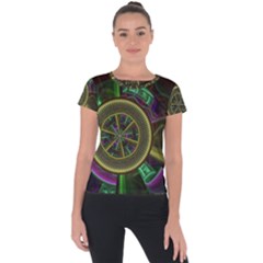 Fractal Threads Colorful Pattern Short Sleeve Sports Top 