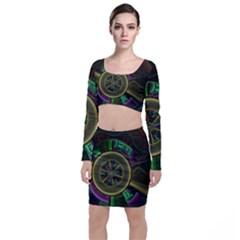 Fractal Threads Colorful Pattern Top And Skirt Sets