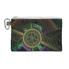 Fractal Threads Colorful Pattern Canvas Cosmetic Bag (large)