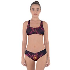 Floral Fractal Glow Flower Design Criss Cross Bikini Set by Wegoenart