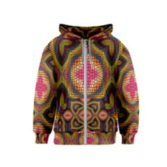 Kaleidoscope Art Pattern Ornament Kids  Zipper Hoodie by Wegoenart