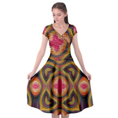 Kaleidoscope Art Pattern Ornament Cap Sleeve Wrap Front Dress by Wegoenart
