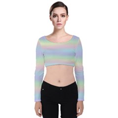 Holographic Foil Pastels Wallpaper Velvet Long Sleeve Crop Top by Wegoenart