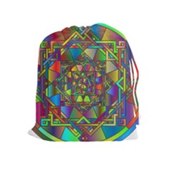 Mandala Star Interlocked Drawstring Pouch (xl) by Wegoenart