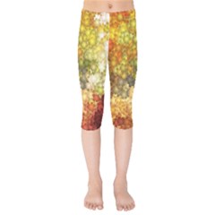 Autumn Kaleidoscope Art Pattern Kids  Capri Leggings  by Wegoenart