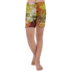 Autumn Kaleidoscope Art Pattern Kids  Lightweight Velour Capri Yoga Leggings by Wegoenart