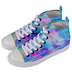 Background Drips Fluid Colorful Women s Mid-top Canvas Sneakers by Wegoenart