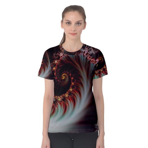 Digital Fractal Fractals Fantasy Women s Cotton Tee by Wegoenart