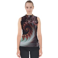 Digital Fractal Fractals Fantasy Mock Neck Shell Top