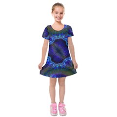 Kaleidoscope Art Pattern Ornament Kids  Short Sleeve Velvet Dress