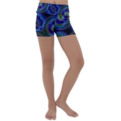 Kaleidoscope Art Pattern Ornament Kids  Lightweight Velour Yoga Shorts by Wegoenart