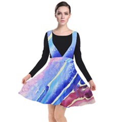Painting Abstract Blue Pink Spots Plunge Pinafore Dress