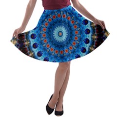 Rose Kaleidoscope Art Pattern A-line Skater Skirt by Wegoenart