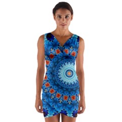 Rose Kaleidoscope Art Pattern Wrap Front Bodycon Dress by Wegoenart