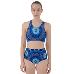 Rose Kaleidoscope Art Pattern Racer Back Bikini Set by Wegoenart