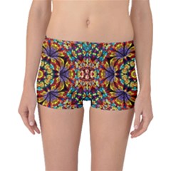 Flowers Kaleidoscope Art Pattern Boyleg Bikini Bottoms by Wegoenart