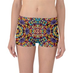 Flowers Kaleidoscope Art Pattern Reversible Boyleg Bikini Bottoms