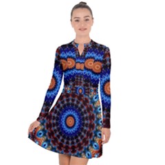 Rose Kaleidoscope Art Ornament Long Sleeve Panel Dress by Wegoenart