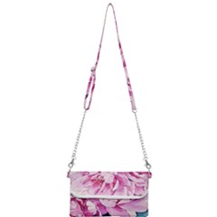 Art Painting Flowers Peonies Pink Mini Crossbody Handbag by Wegoenart