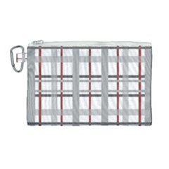 Fabric Plaid Grey Gray Burgundy Canvas Cosmetic Bag (large)