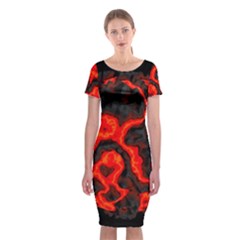 Lava Planet Space Universe Fire Classic Short Sleeve Midi Dress by Wegoenart