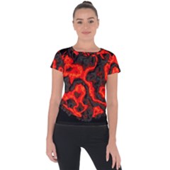 Lava Planet Space Universe Fire Short Sleeve Sports Top  by Wegoenart