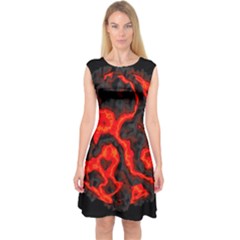 Lava Planet Space Universe Fire Capsleeve Midi Dress by Wegoenart