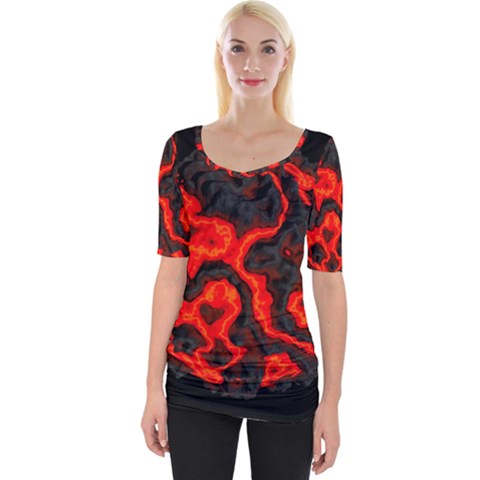 Lava Planet Space Universe Fire Wide Neckline Tee by Wegoenart