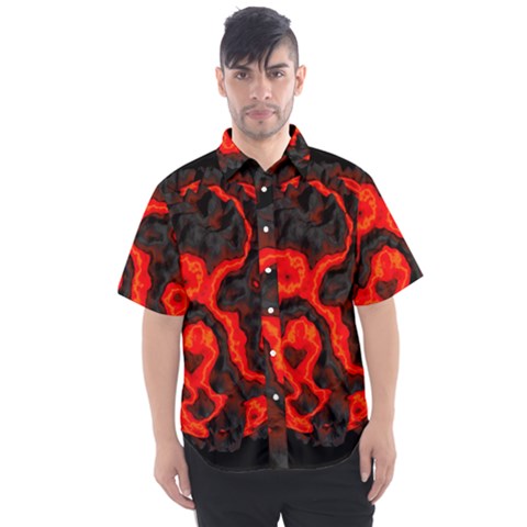 Lava Planet Space Universe Fire Men s Short Sleeve Shirt by Wegoenart