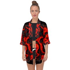 Lava Planet Space Universe Fire Open Front Chiffon Kimono by Wegoenart