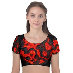 Lava Planet Space Universe Fire Velvet Short Sleeve Crop Top  by Wegoenart