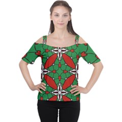 Christmas Seamless Pattern Xmas Cutout Shoulder Tee