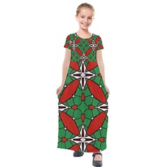 Christmas Seamless Pattern Xmas Kids  Short Sleeve Maxi Dress by Wegoenart