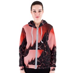 Sci Fi Red Fantasy Futuristic Women s Zipper Hoodie