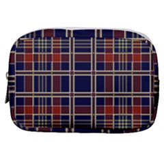 Plaid Tartan Scottish Navy Gold Make Up Pouch (small) by Wegoenart