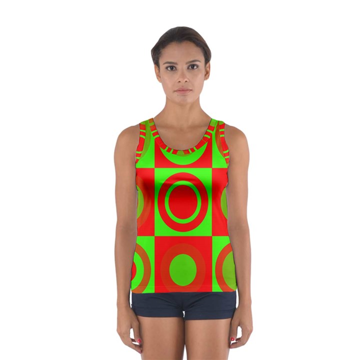 Red Green Christmas Background Sport Tank Top 