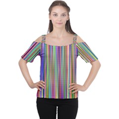 Striped Stripes Abstract Geometric Cutout Shoulder Tee