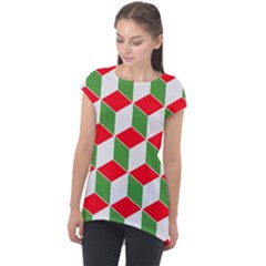 Christmas Abstract Background Cap Sleeve High Low Top