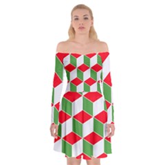 Christmas Abstract Background Off Shoulder Skater Dress